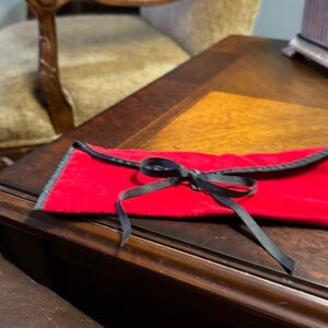 Red Velvet Toiletries Pouch with Black Ribbon